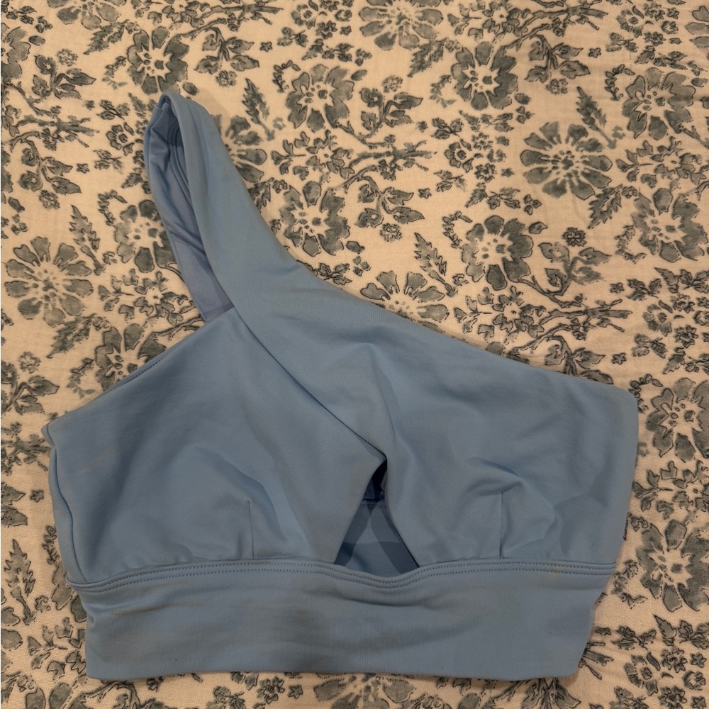 ALO Yoga One-Shoulder Light Blue Bralette